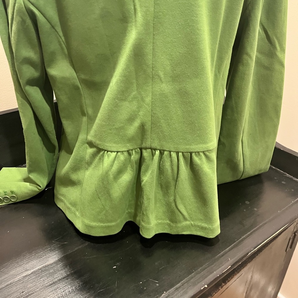 Talbots Green Knit Blazer Jacket Peplum Back Size L EUC - Picture 4 of 5